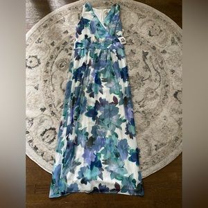 NWT Anne Klein Blue Floral Maxi Dress Women’s Size 10
